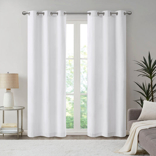 Galen Basketweave Room Darkening Curtain Panel Pair - White