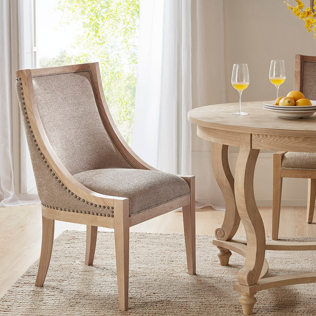 Elmcrest Upholstered Dining Chair with Nailhead Trim - Linen