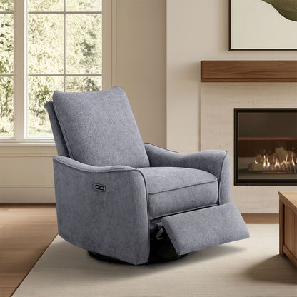 Cameron Power Recliner 3-in-1 with Swivel, Glider, Charging Station - Grey