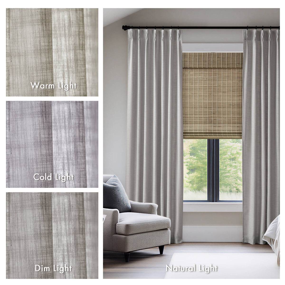 Emery 300gsm poly linen with 7 pinch pleat per pc - Grey