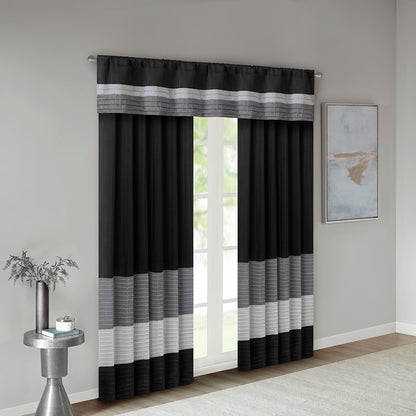 Amherst Polyoni Pintuck Window Valance - Black