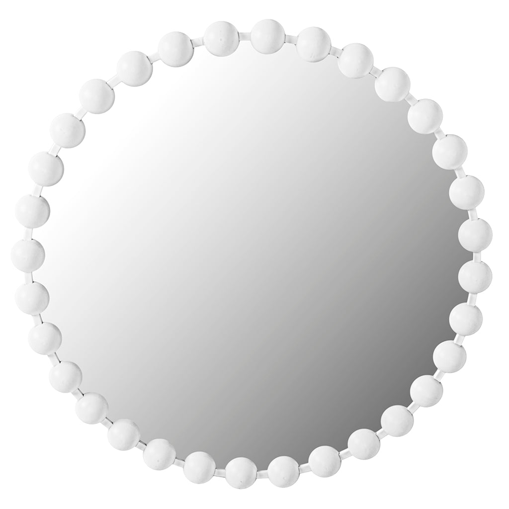 Marlowe Beaded Round Wall Mirror - White