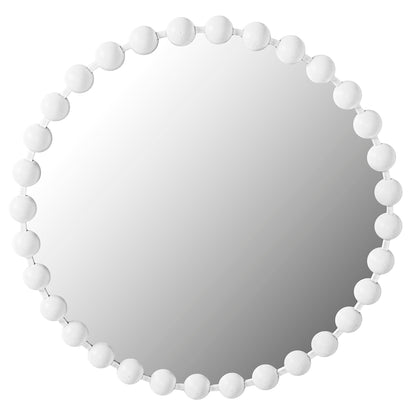 Marlowe Beaded Round Wall Mirror - White