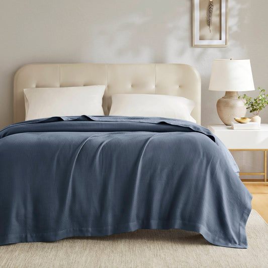 100% Certified Egyptian Cotton Blanket - Blue