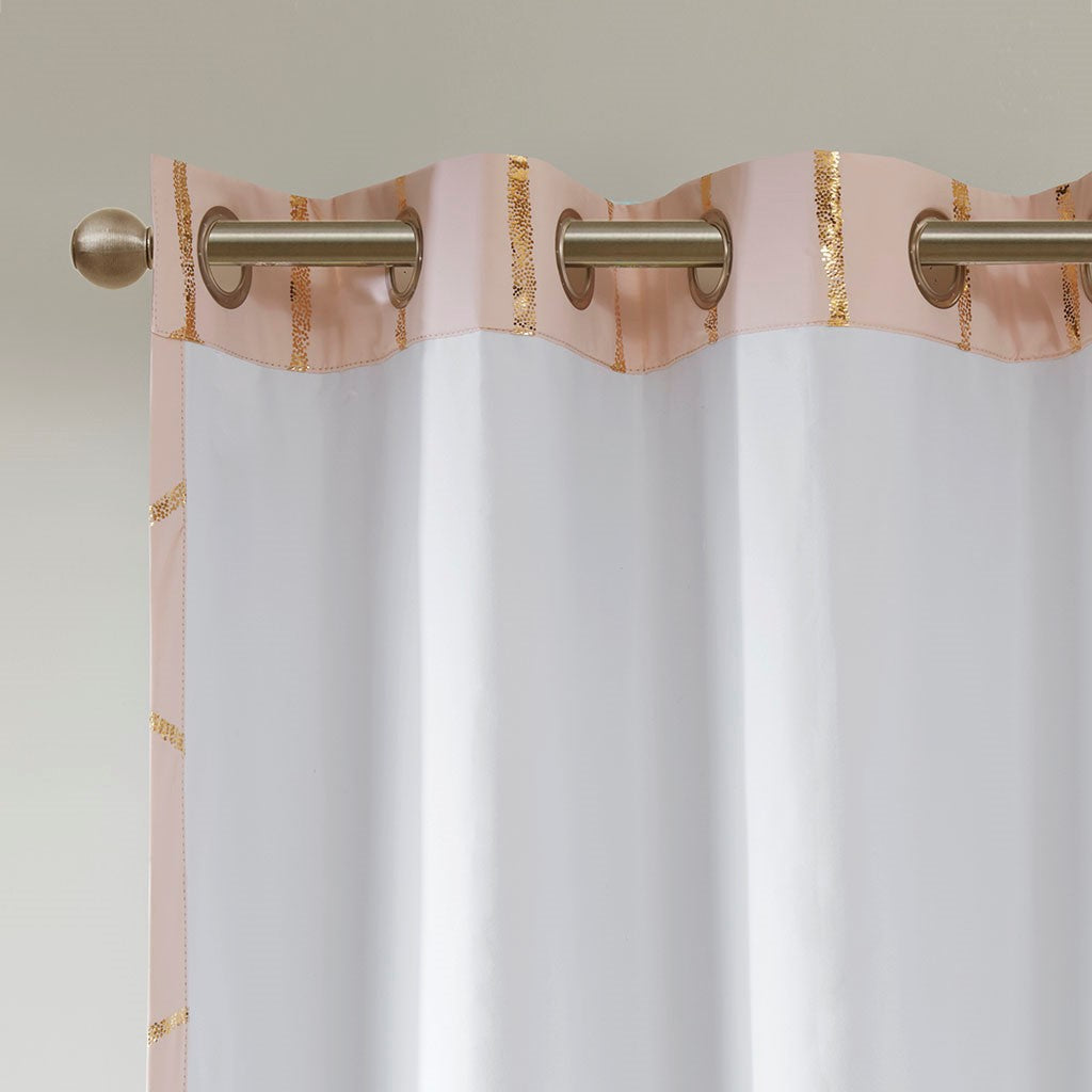 Raina Total Blackout Metallic Print Grommet Top Curtain
