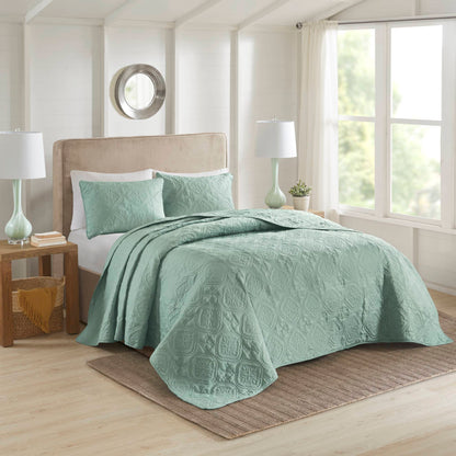 Oakley 3 Piece Reversible Bedspread Set - Seafoam