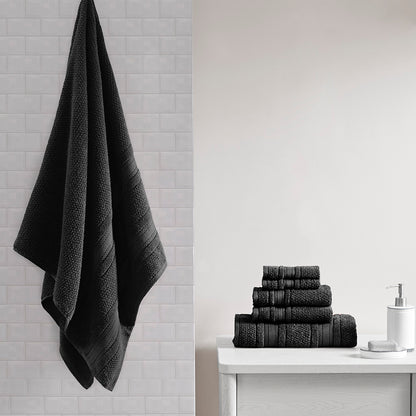 Adrien Super Soft Cotton Quick Dry Bath Towel 6 Piece Set - Black