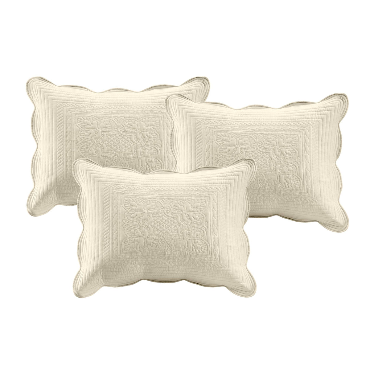 Tuscany 6 Piece Reversible Scalloped Edge Daybed Cover Set - Cream