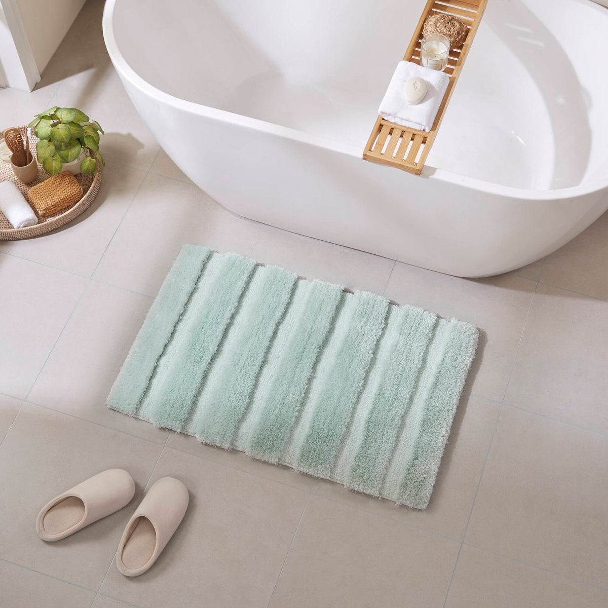 Tufted Pearl Channel Rug - Seafoam