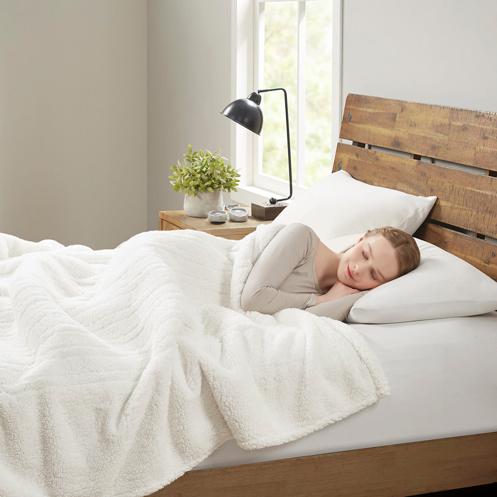 Sherpa Heated Blanket - Ivory
