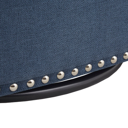 Tyler Upholstered Swivel Barrel Chair with Nailheads - Blue