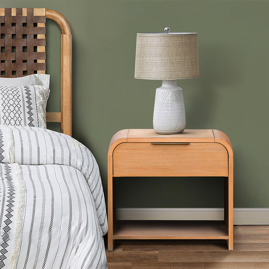 Jameson Modern One Drawer Waterfall Nightstand - Natural