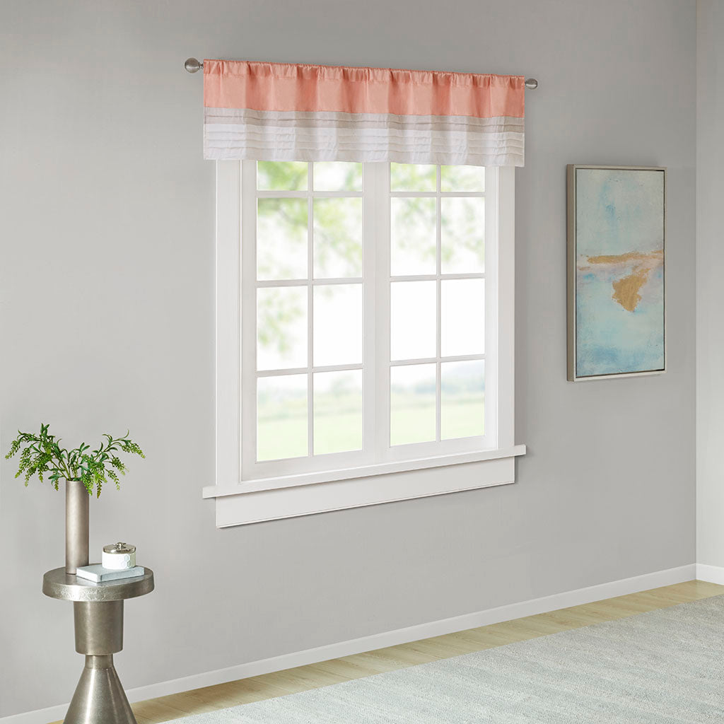 Amherst Polyoni Pintuck Window Valance - Coral