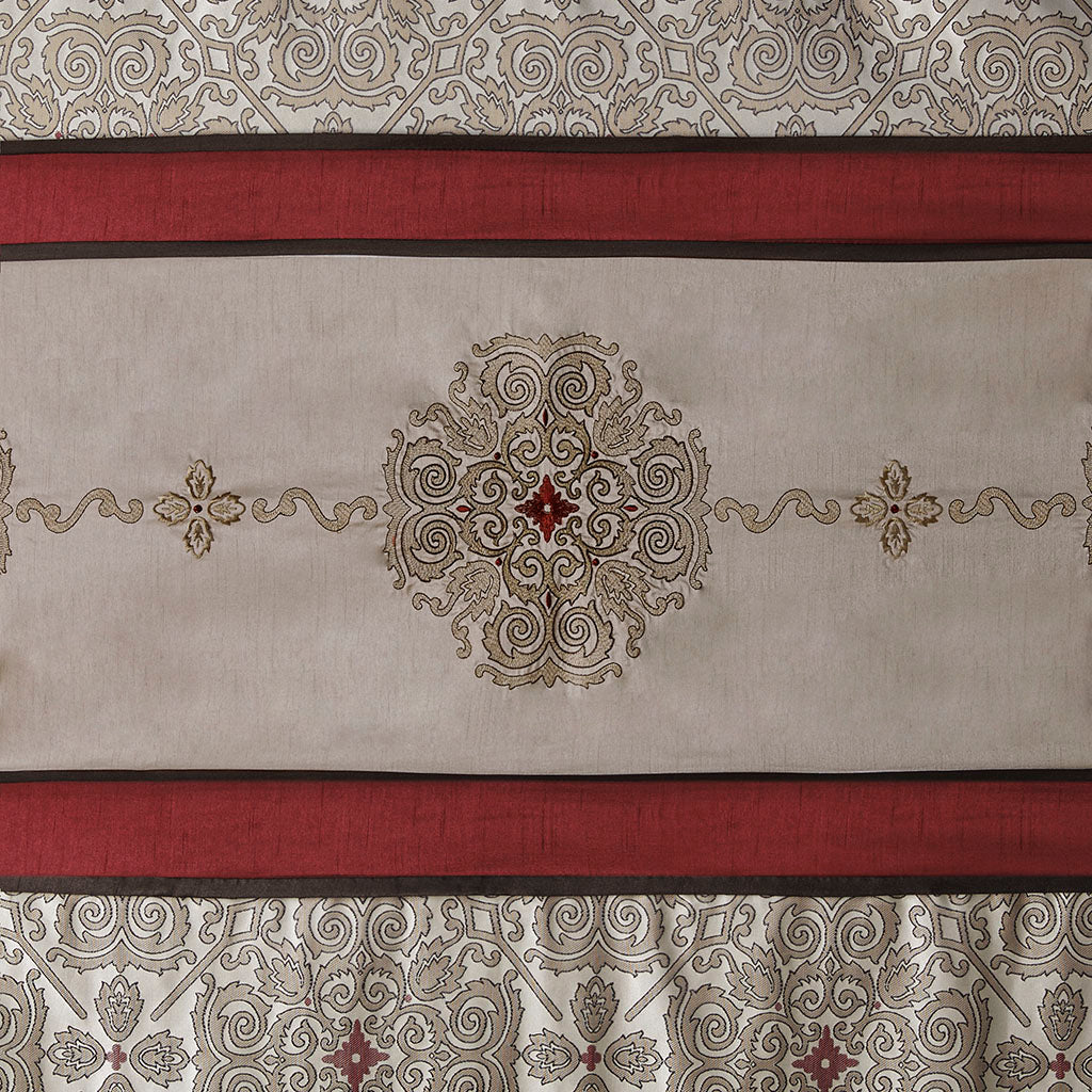 Donovan Embroidered Shower Curtain - Red
