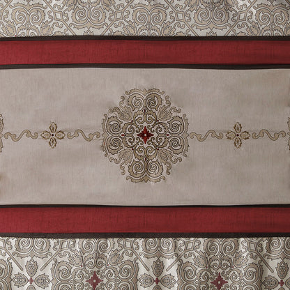 Donovan Embroidered Shower Curtain - Red