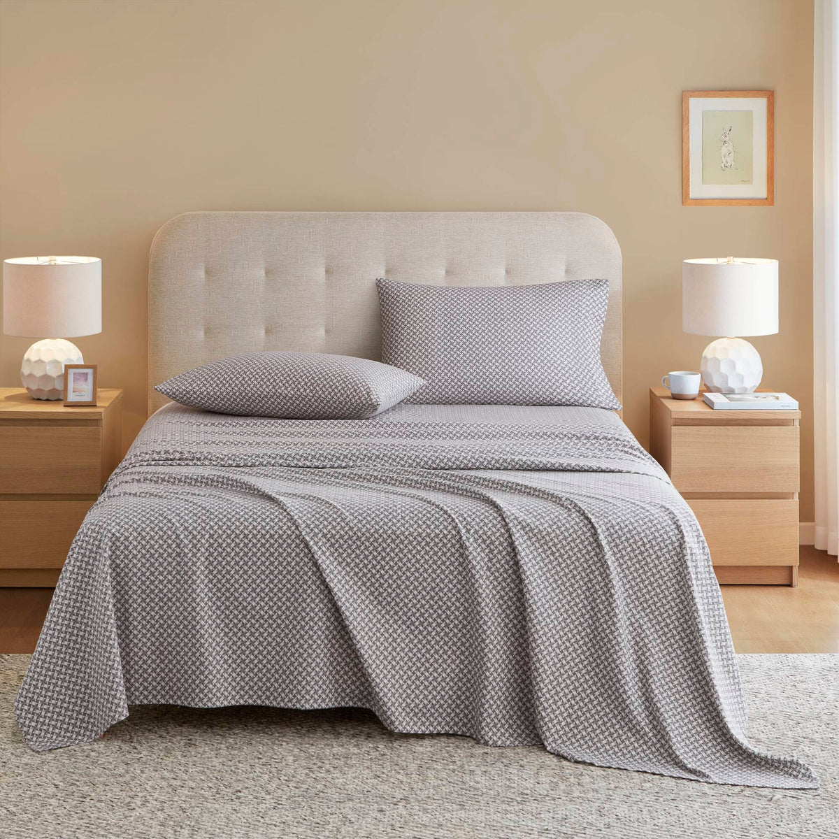 Cozy Cotton Flannel Printed Sheet Set - Snowflake