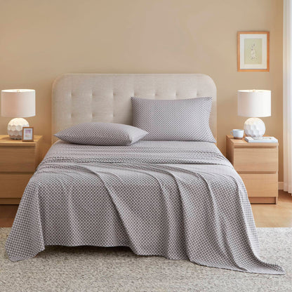 Cozy Cotton Flannel Printed Sheet Set - Snowflake