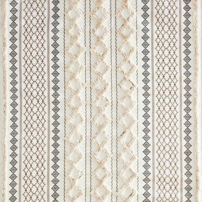 Imani Cotton Printed Shower Curtain with Chenille - Ivory