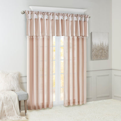 Emilia Lightweight Faux Silk Valance With Beads - Blush