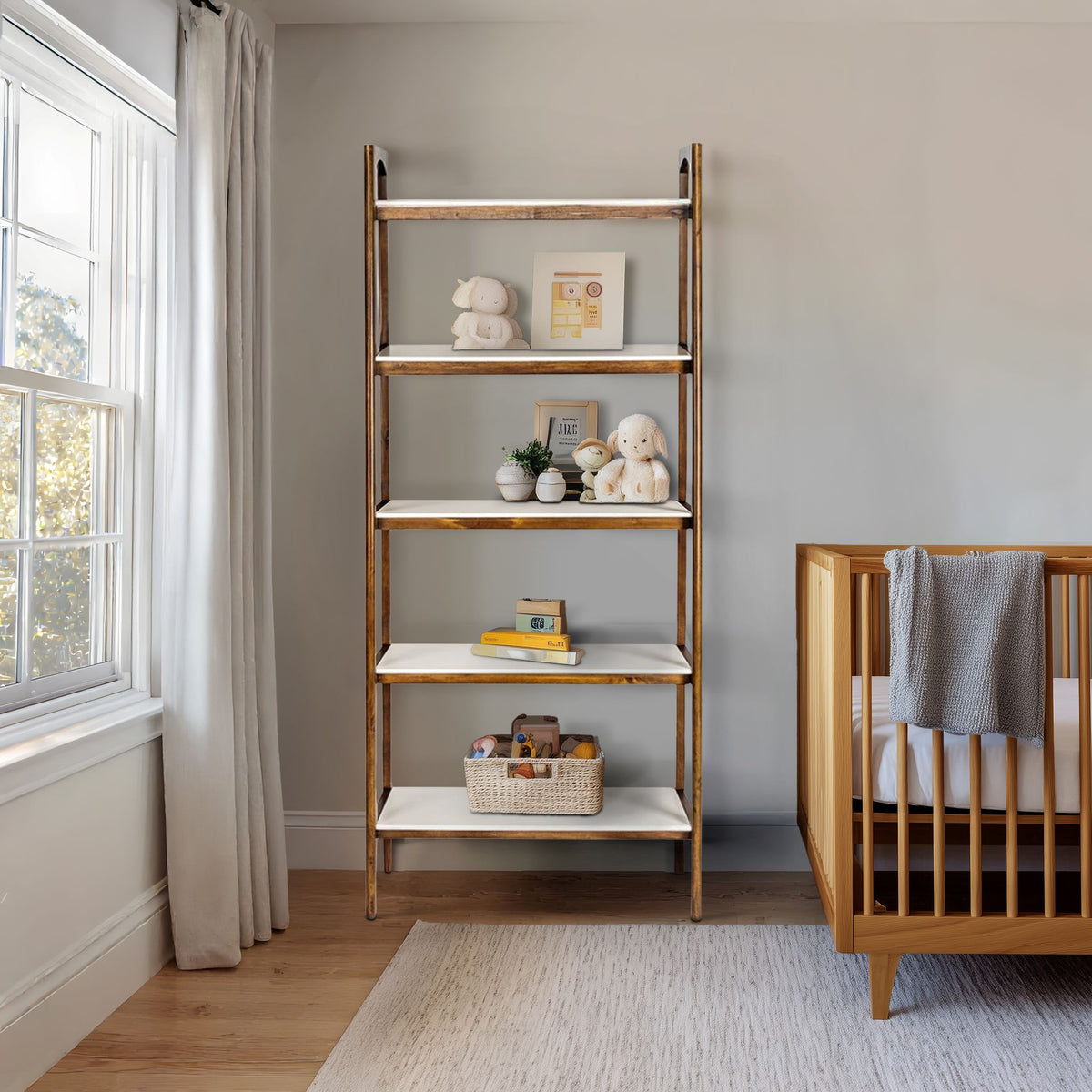 Parker Shelf / Bookcase - Off-White/Pecan