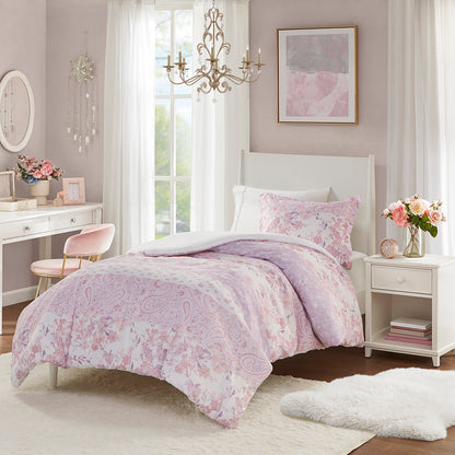 Oliena Floral Paisley Duvet Cover Set - Pink