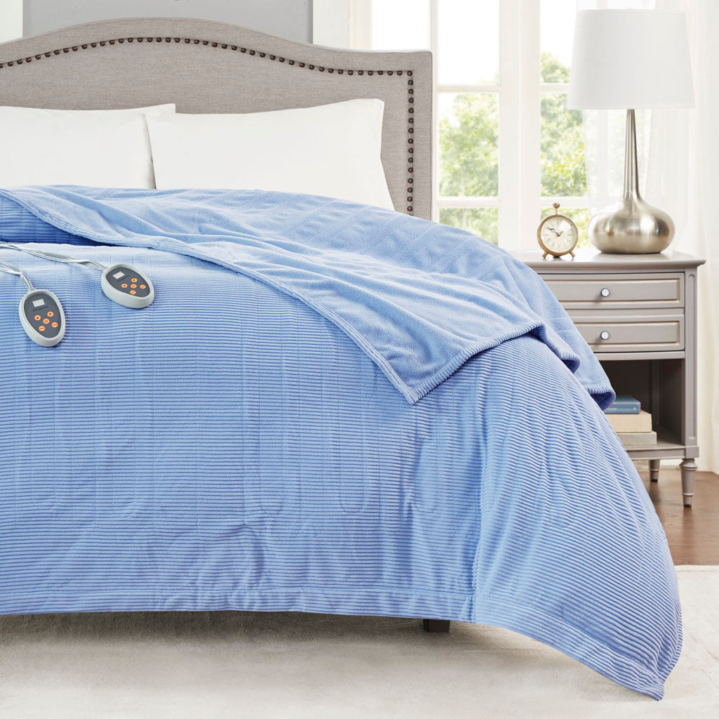 Electric Micro Fleece Heated Blanket - Blue