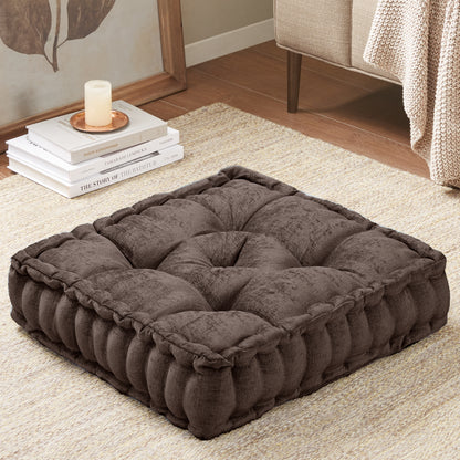 Azza Poly Chenille Square Floor Pillow Cushion Compress Pack - Brown