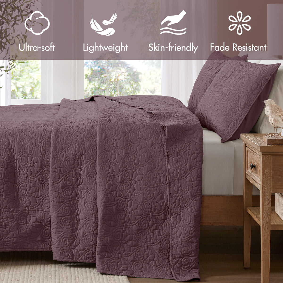 Quebec Reversible Bedspread Set - Purple