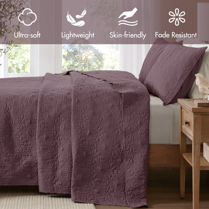 Quebec Reversible Bedspread Set - Purple