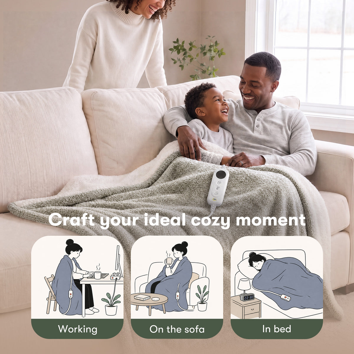 Marled Dream Soft Heated Throw - Marled Green