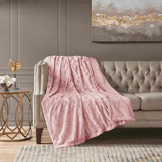 Zuri Oversized Faux Fur Throw - Blush