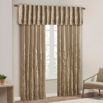 Andora Faux Silk Embroidered Window Valance - Tan