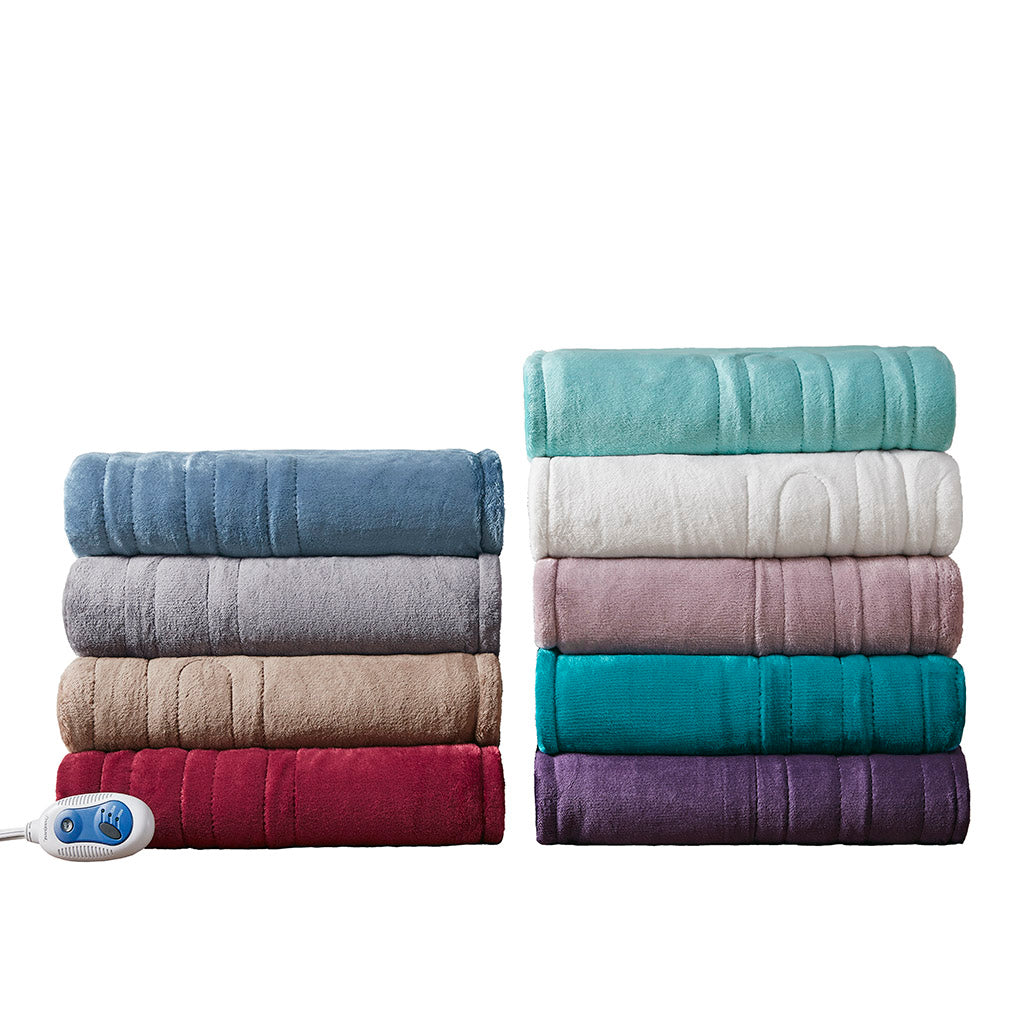 Plush Heated Throw - Teal
