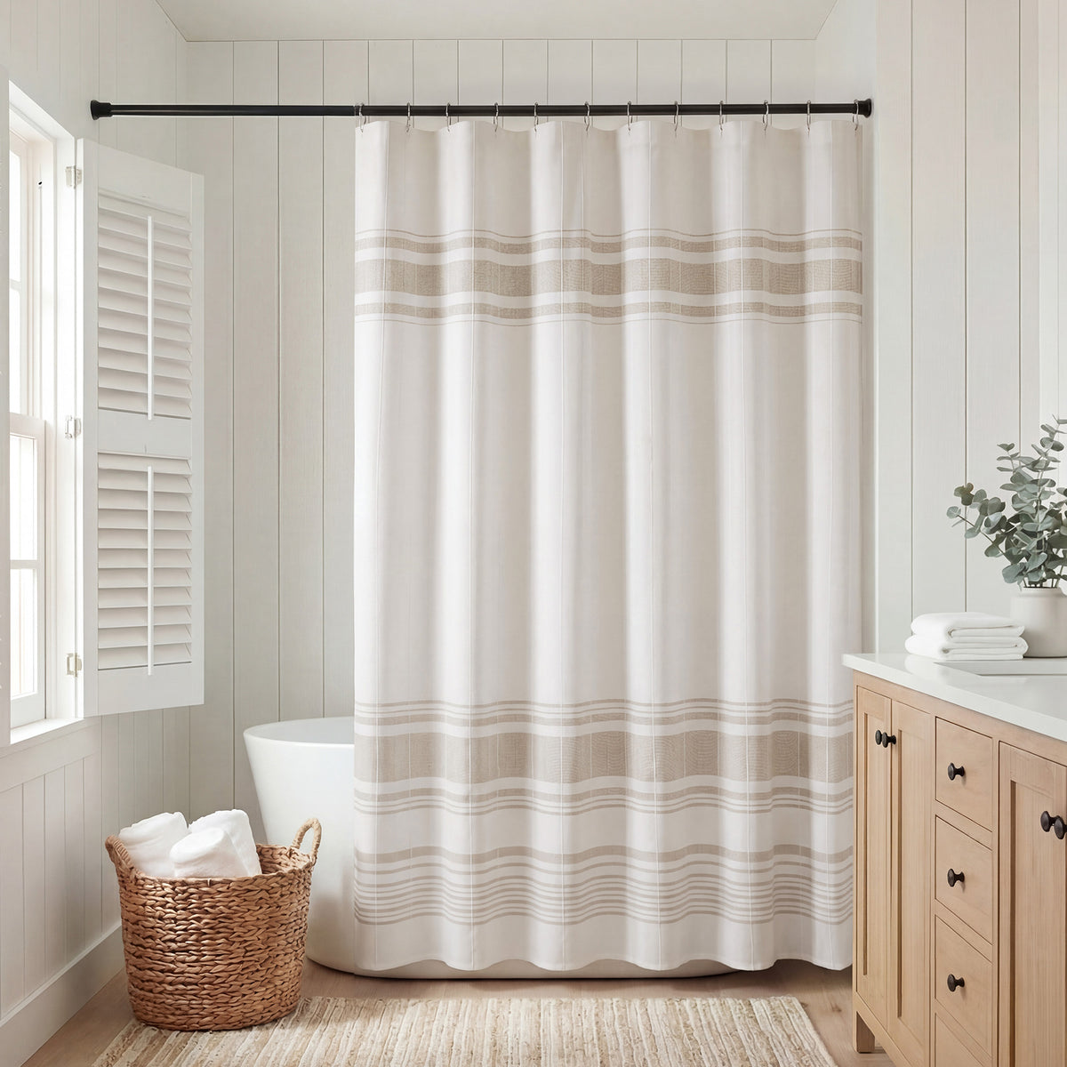 Morgan Shower Curtain - Ivory/Taupe