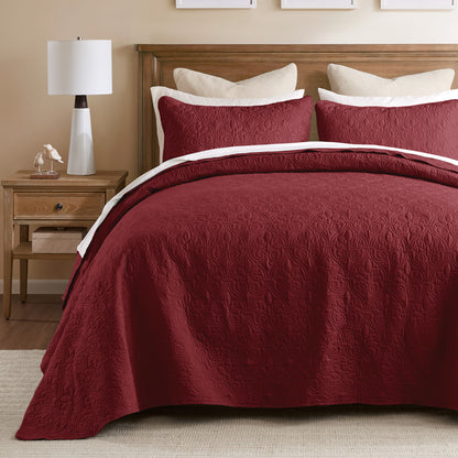 Quebec Reversible Bedspread Set - Red