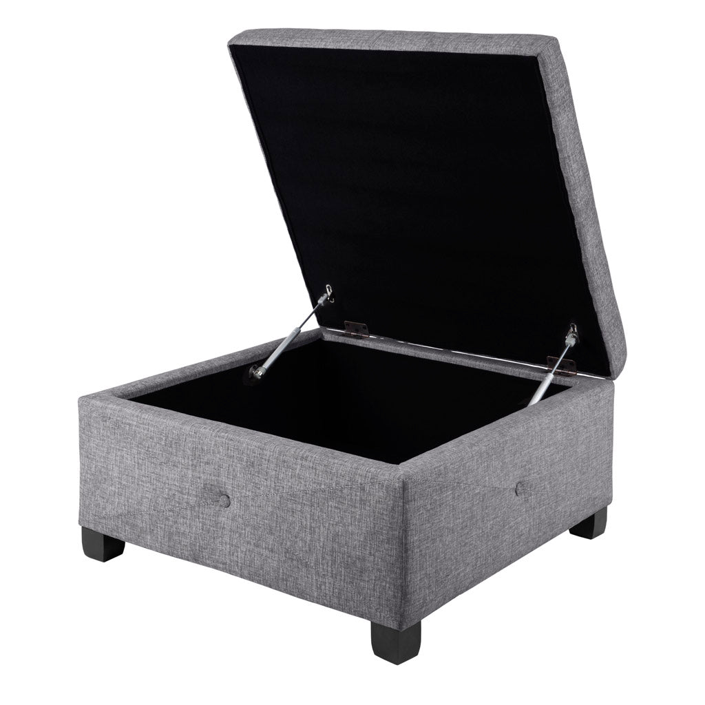 Della Soft Close Storage Ottoman - Charcoal