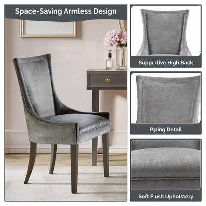 Ultra Upholstered Dining Side Chairs with wood legs (Set of 2) - Dark Gray
