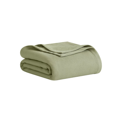 100% Certified Egyptian Cotton Blanket - Micro- herringbone Green