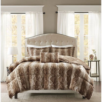 Zuri Faux Fur Comforter Set - Tan