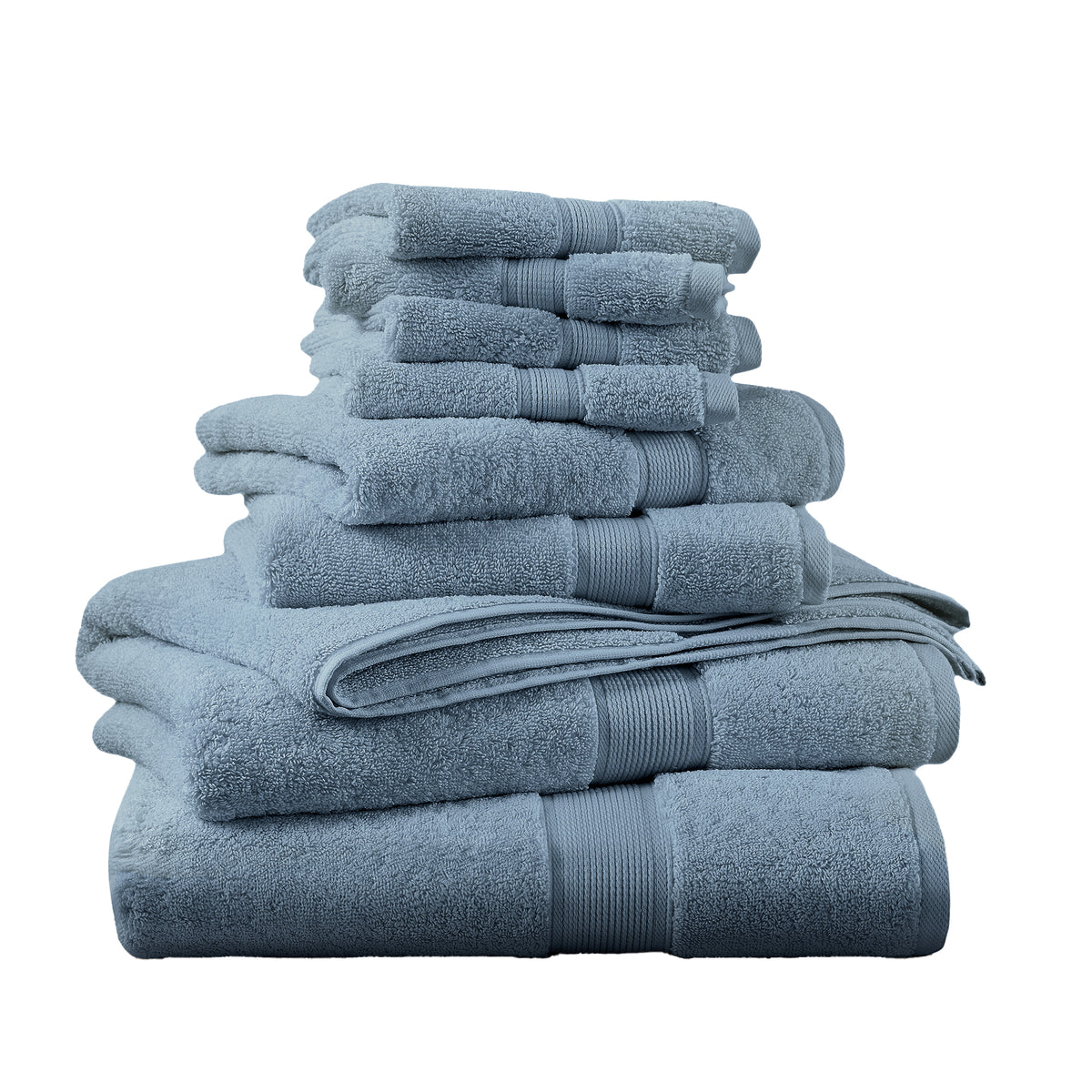 800GSM 100% Cotton 8 Piece Towel Set - Rain Washed