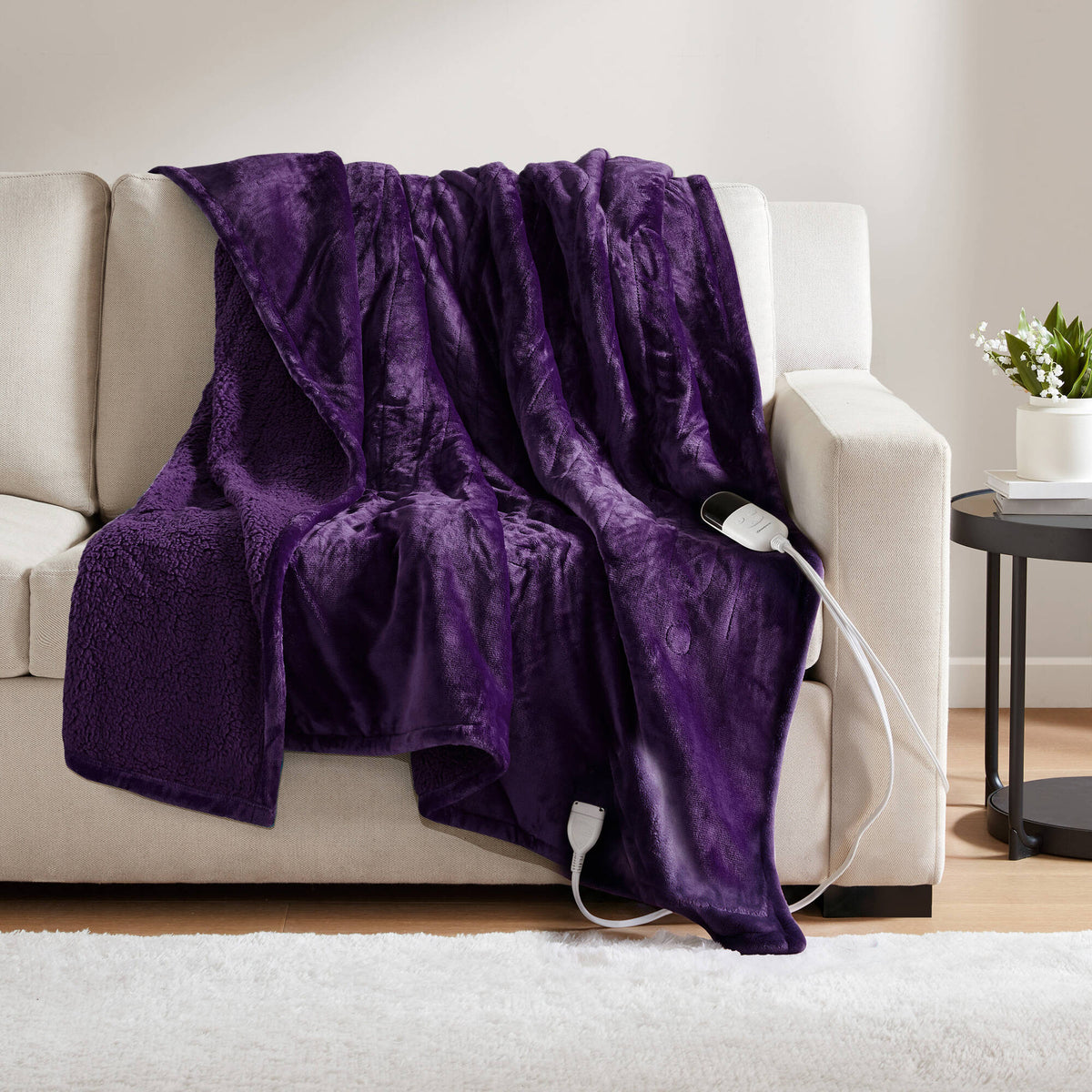 Heated Microlight to Berber Throw - Purple