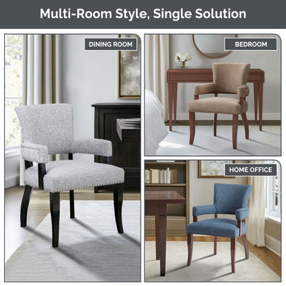 Dawson Upholstered Dining Chair with Padded Arm - Brown