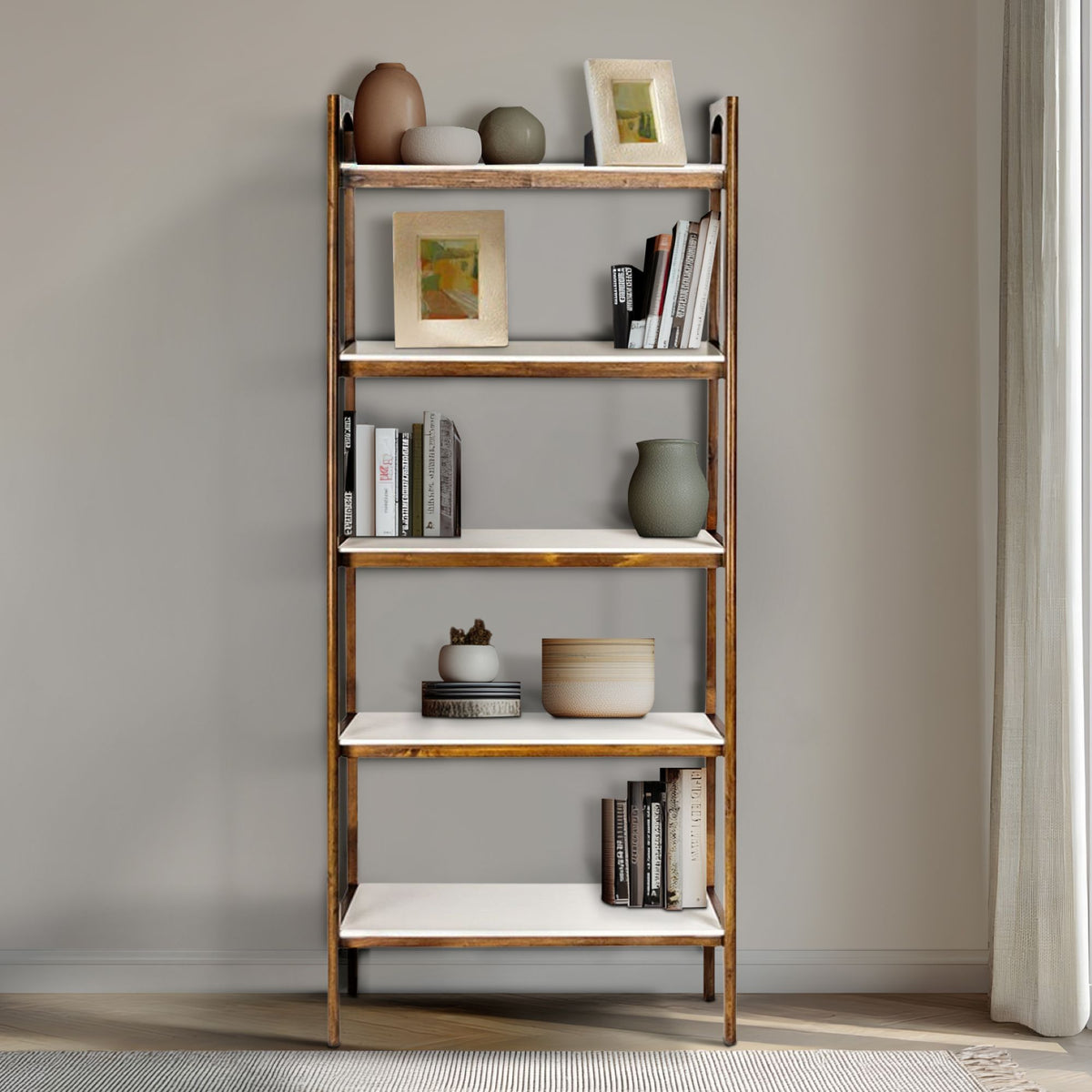 Parker Shelf / Bookcase - Off-White/Pecan