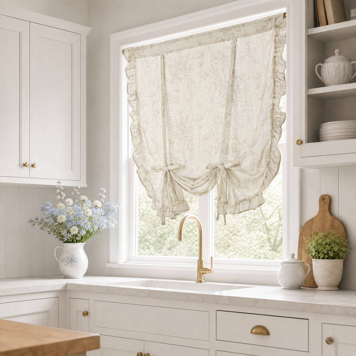 Adele Ruffle Window Panel - Neutral
