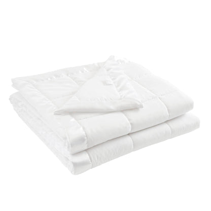 Windom Lightweight Down Alternative Blanket with Satin Trim - White