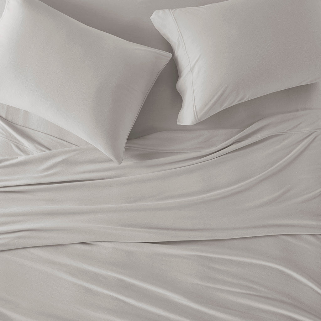 Cotton Blend Jersey Knit All Season Sheet Set - Grey