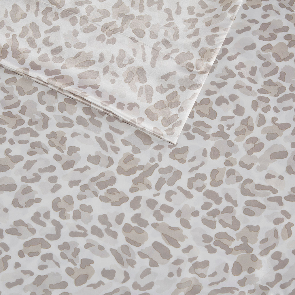 Satin Luxury 2 PC Pillowcases - Taupe Leopard