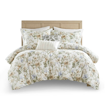Herbal 5 Piece Cotton Sateen Print Duvet Set - Multi