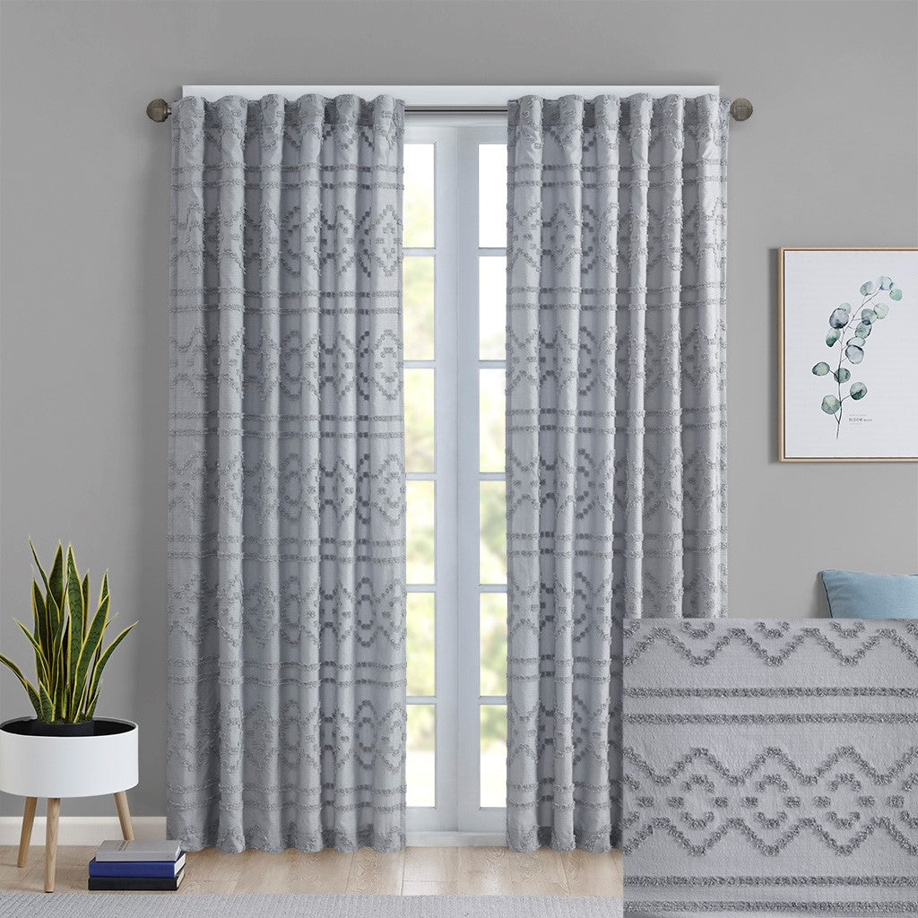 Annie Solid Clipped Jacquard Window Curtain