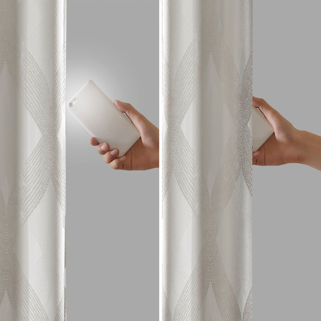 Bentley Ogee Knitted Jacquard Total Blackout Curtain Panel - Ivory